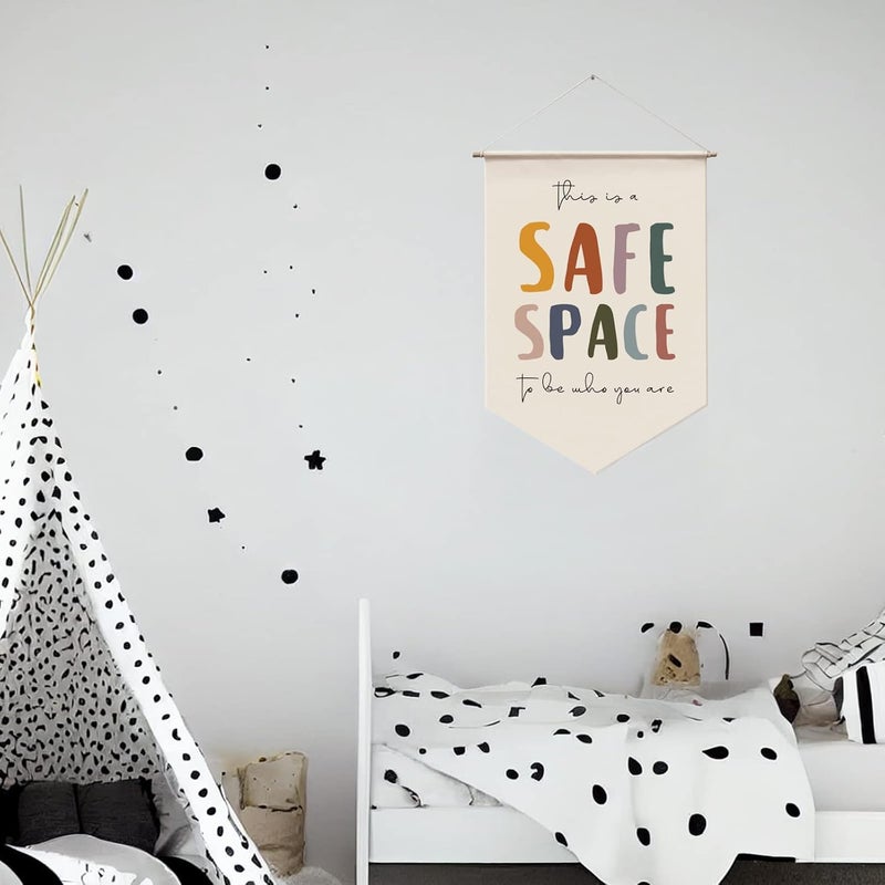 WCDHOR Safe Space Wall Hanging, Therapy Office Wall Decor, Counseling Banner, School Counselor Office Wall Decor, Classroom Decor, School Psychologist, Mental Health Banners - Image 4